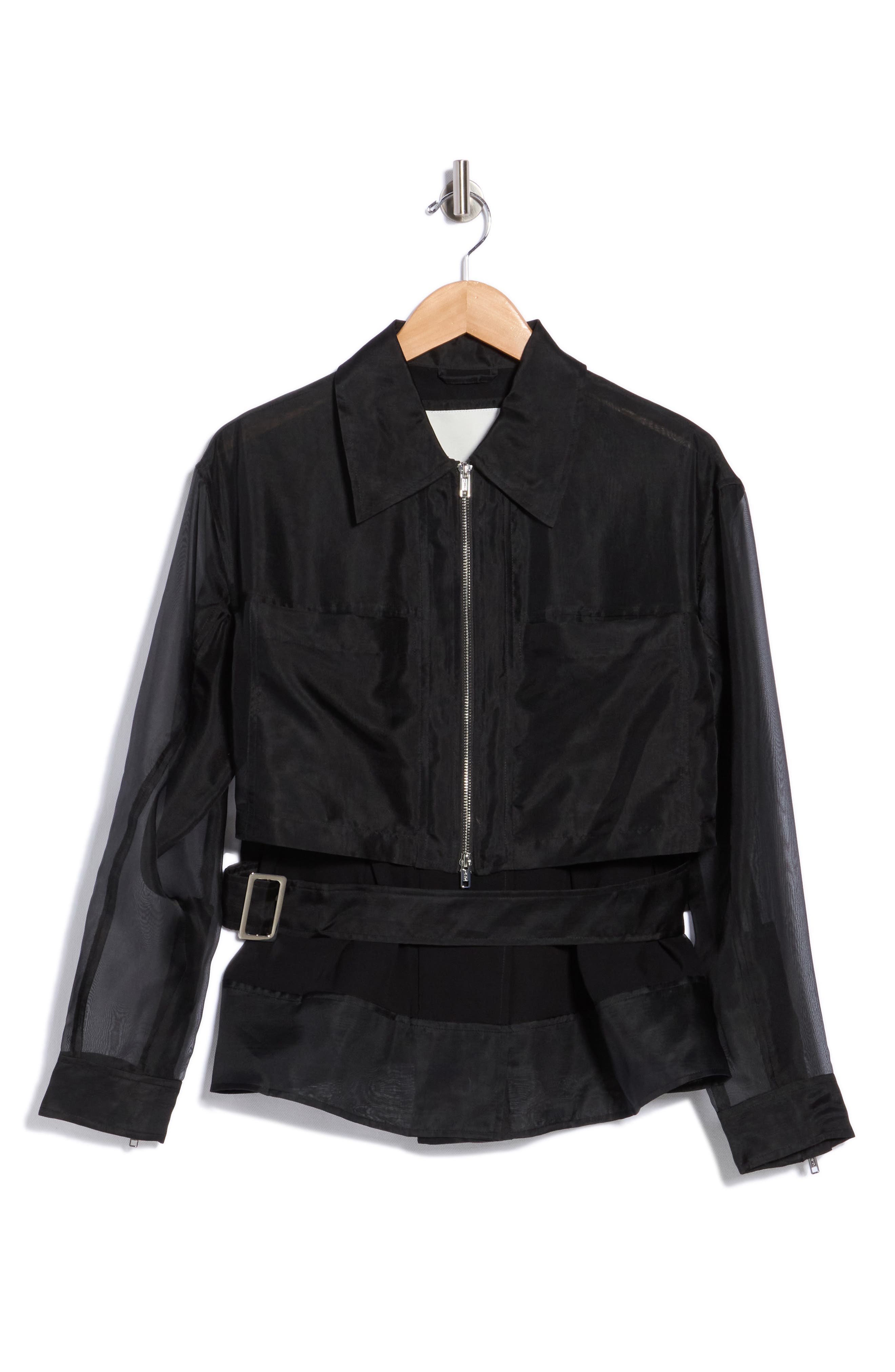 Double Layered Belted Silk Organza Jacket
