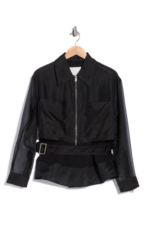 Double Layered Belted Silk Organza Jacket