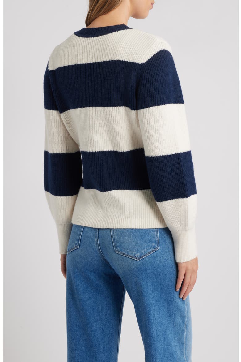 Lottie Rugby Stripe Cardigan, Alternate, color, DARK BLUE MULTI