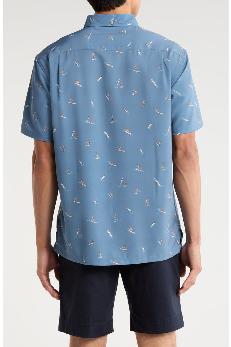 Surfs Up Short Sleeve Button-Down Shirt, Alternate, color, DENIM BLUE