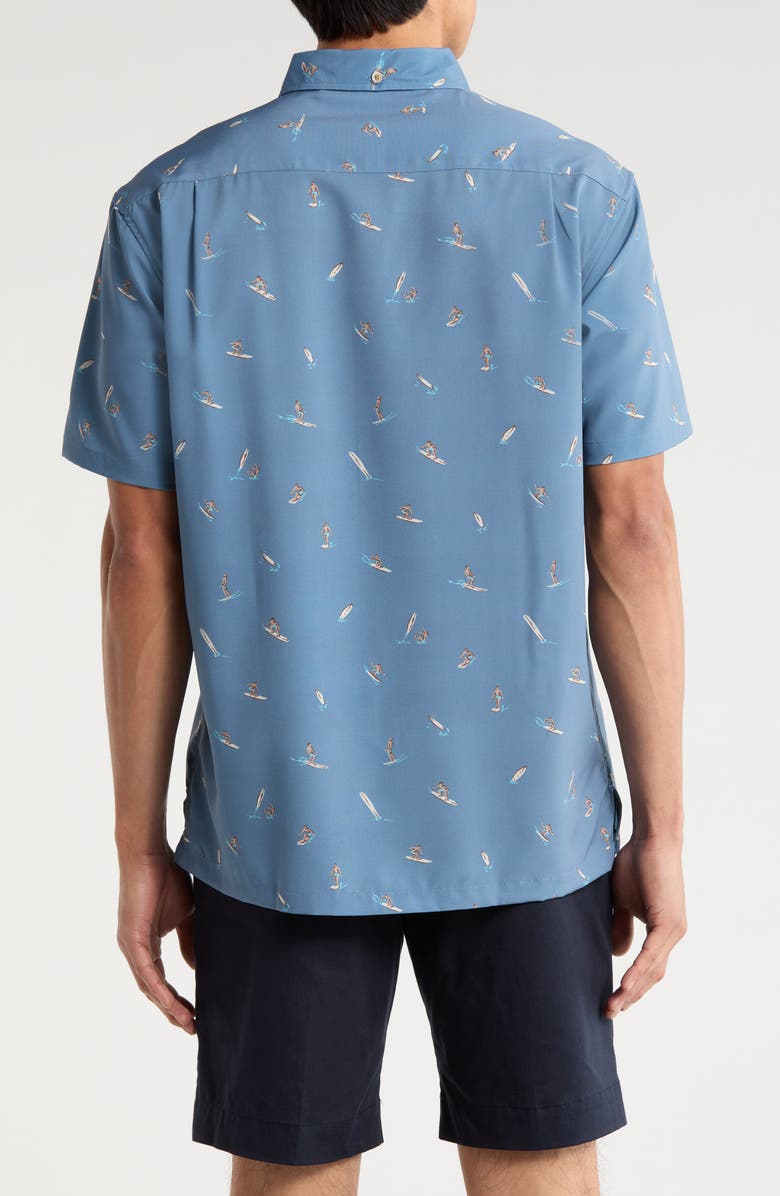 Kahala Surfs Up Short Sleeve Button-Down Shirt, Alternate, color, Denim Blue