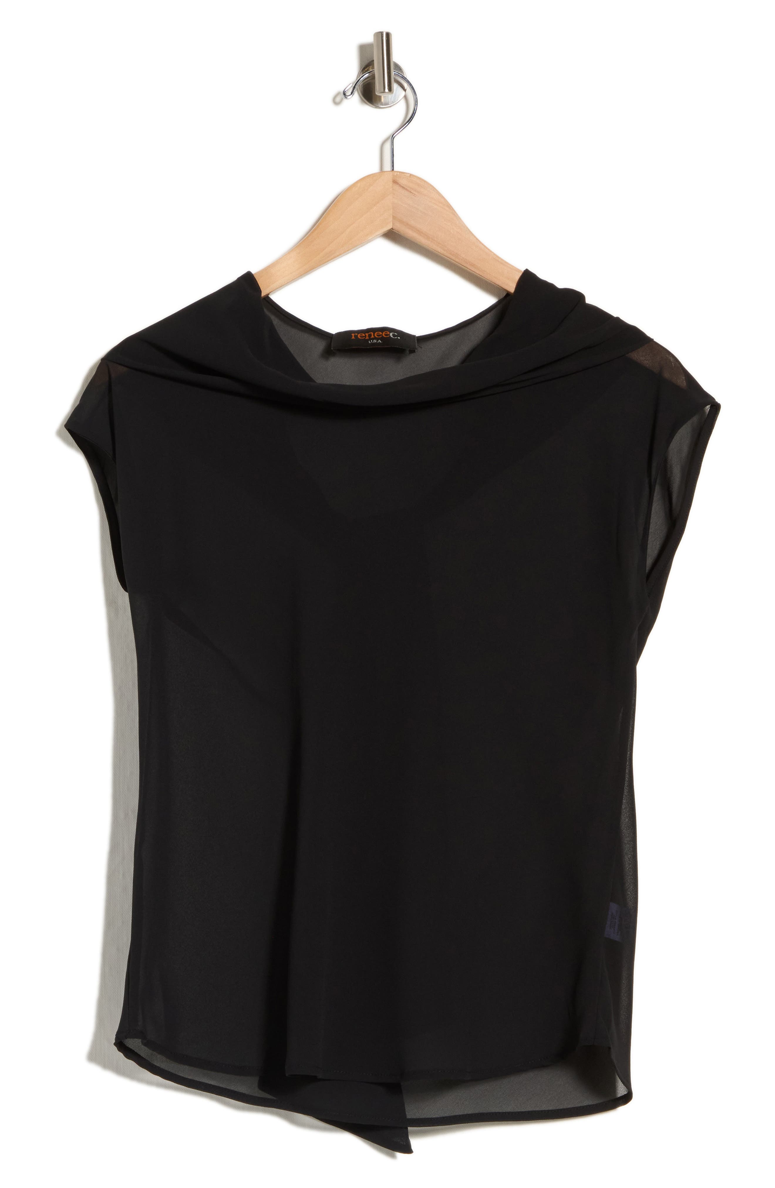 Cowl Neck Scarf Detail Sheer Top