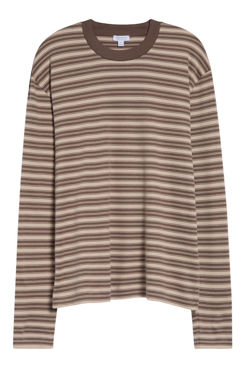 Heavyweight Stripe Supima® Cotton T-Shirt, Alternate, color, HAZELWOOD/ DARK