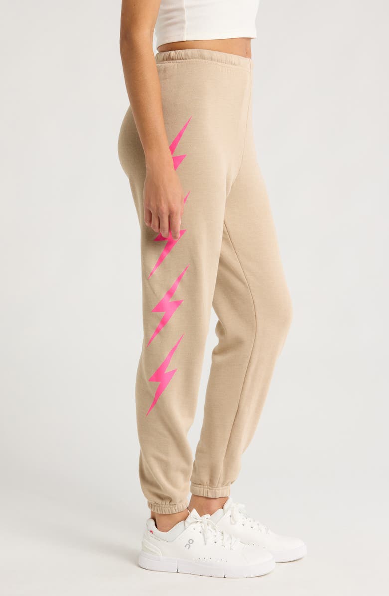 Aviator Nation Bolt 4 Sweatpants, Alternate, color, Sand/ Neon Pink