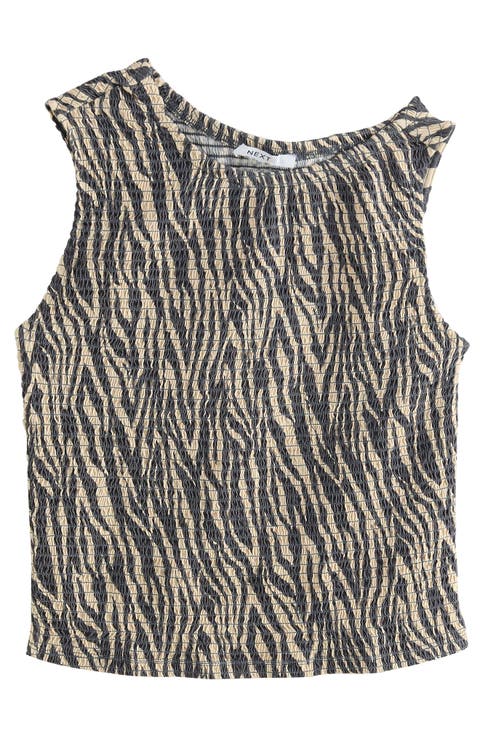 Asymmetric Sleeveless Shirred Top