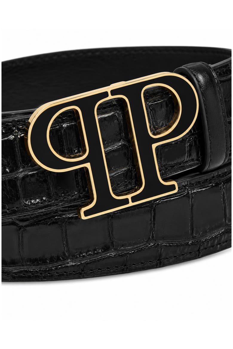 Leather Belt Pp Cocco Men, Alternate, color, black/lightgold