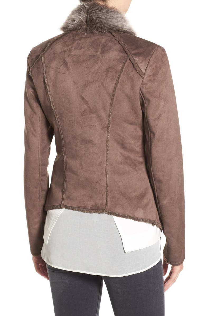 BCBGeneration Faux Shearling Drape Front Jacket, Alternate, color, 