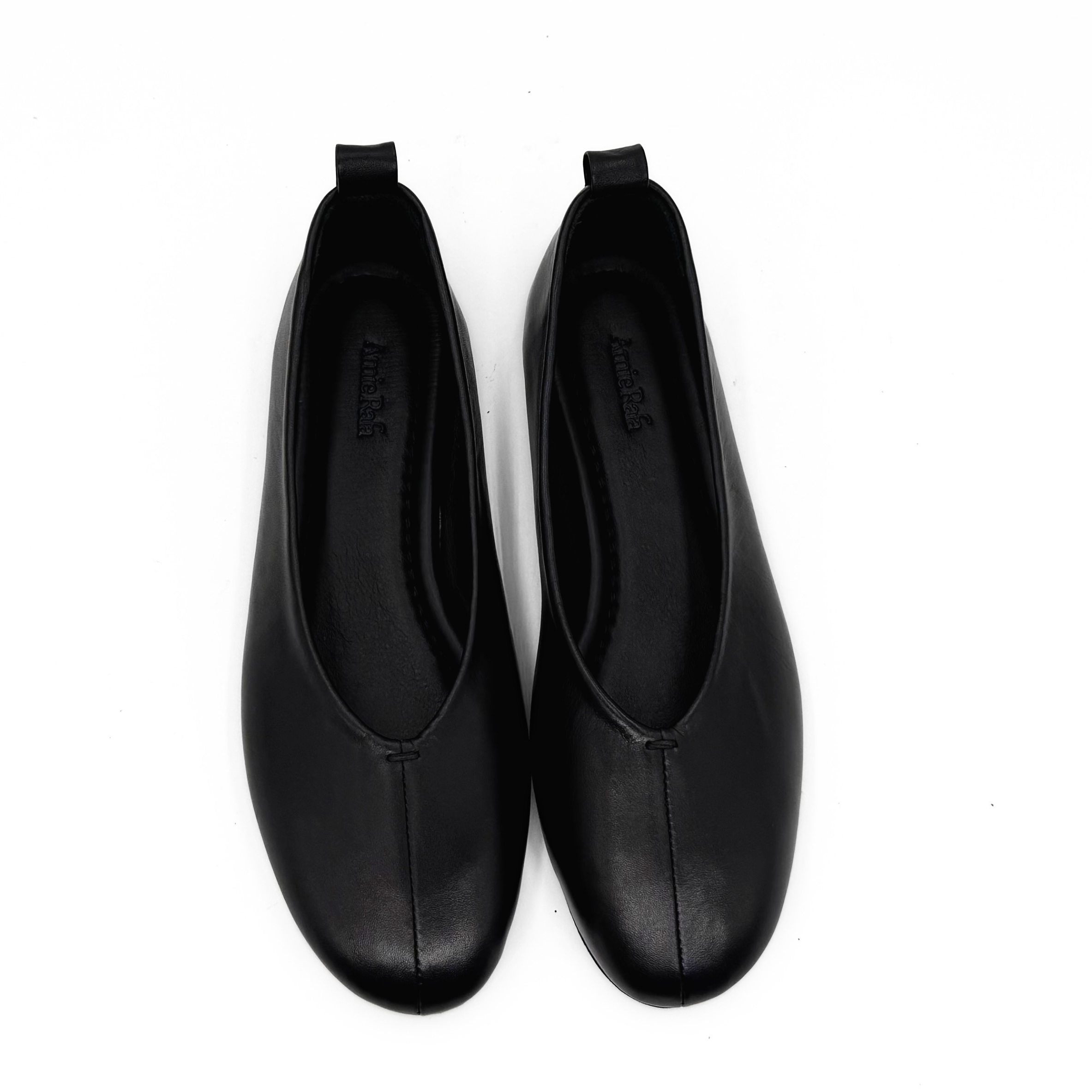 Erika II Leather Ballet Flats, Alternate, color, Black Leather