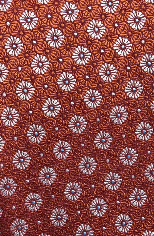 David Donahue Medallion Print Silk Tie In Brown