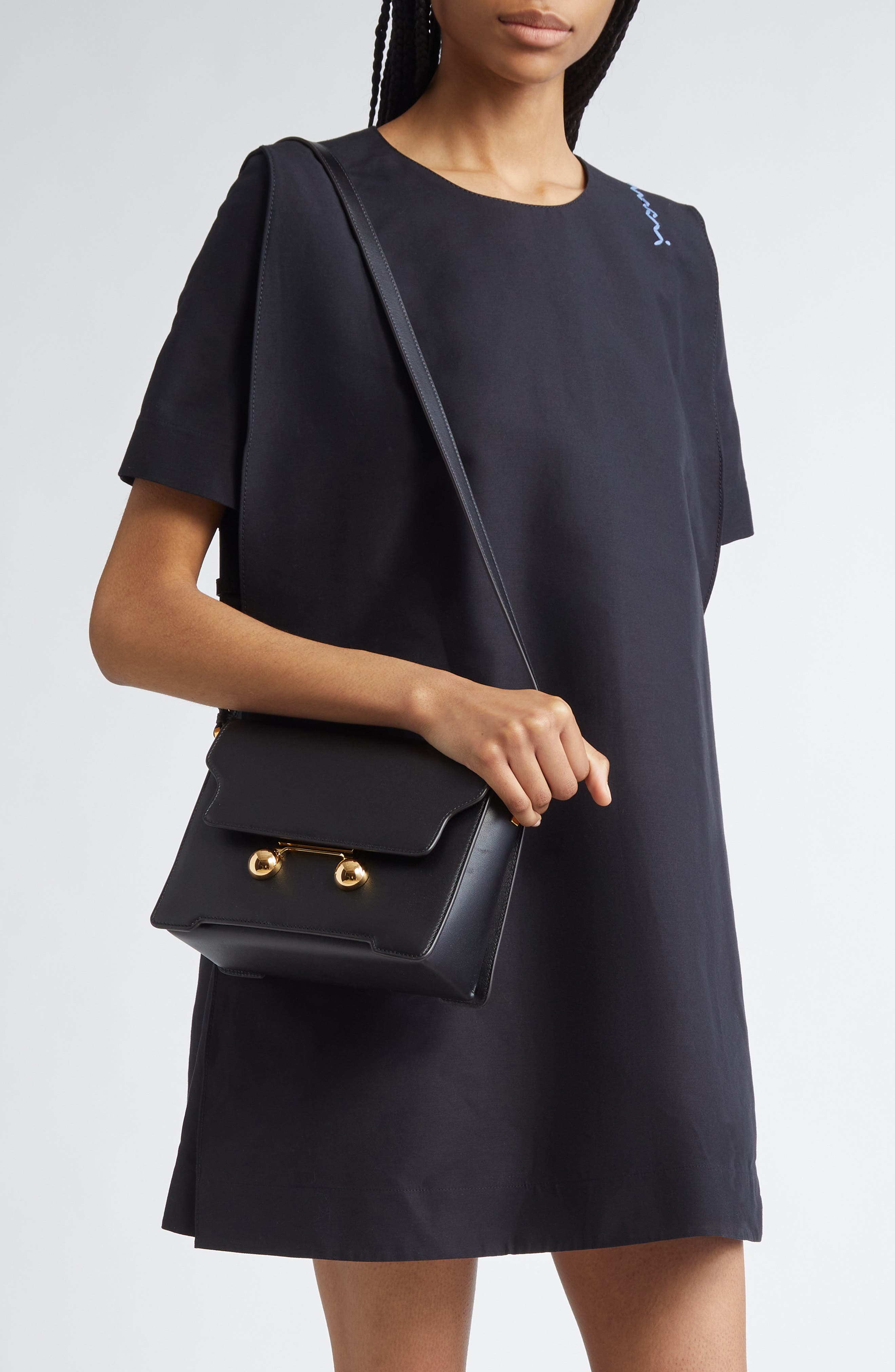 Marni Medium Trunkaroo Leather Shoulder Bag, Alternate, color, 