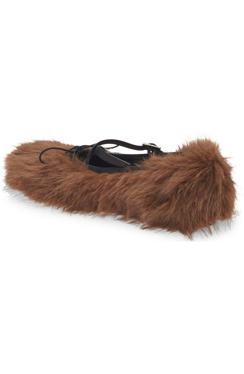 Simone Rocha Faux Fur Crisscross Strap Ballet Flat, Alternate, color,