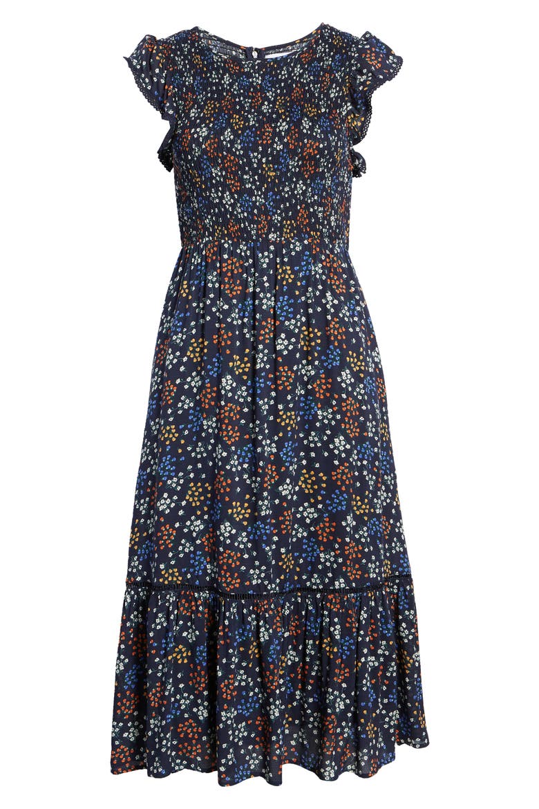 Blossom & Bloom Floral Smocked Dress, Alternate, color, BLACK MULTI