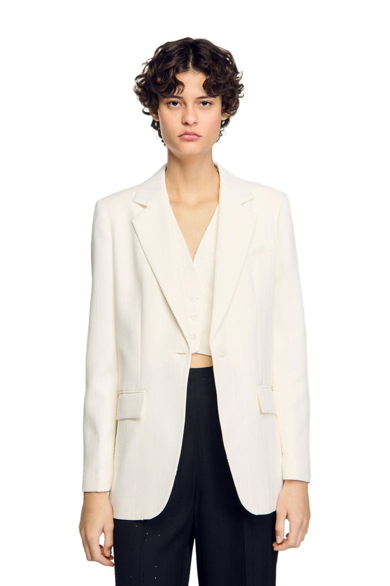 Sequinned suit jacket, Alternate, color, Ecru