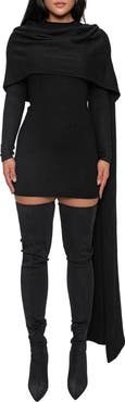 JLUXLABEL Long Sleeve Scarf Body-Con Minidress