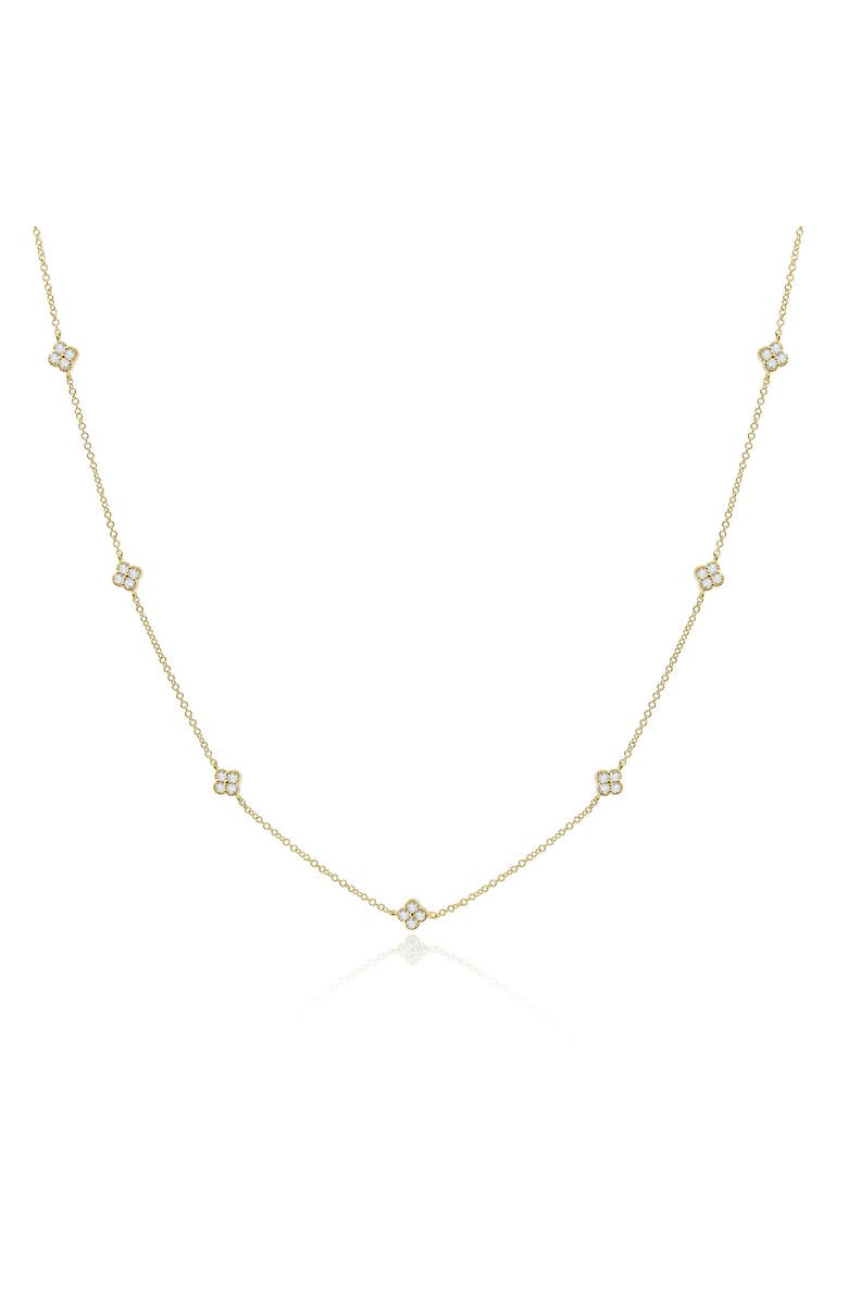 The Lovery Fine Jewelry Diamond Clover Station Necklace, Main, color, Yellow Gold