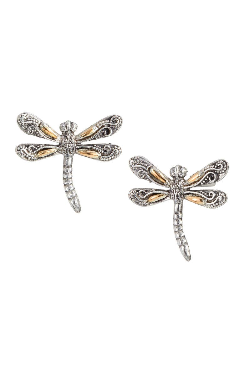 SAVVY CIE JEWELS 18K Gold & Sterling Silver Dragonfly Stud Earrings, Main, color, 