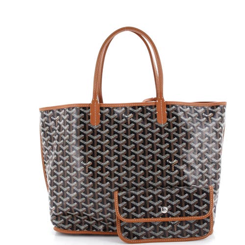 Pre-owned Goyard Goyard Anjou Reversible Tote Printed Coated Canvas Gm In Black