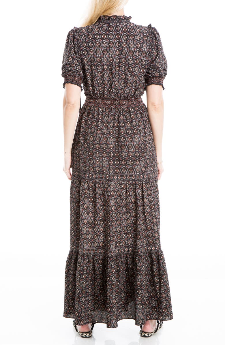 MAX STUDIO Keyhole Puff Sleeve Tiered Maxi Dress, Alternate, color, 