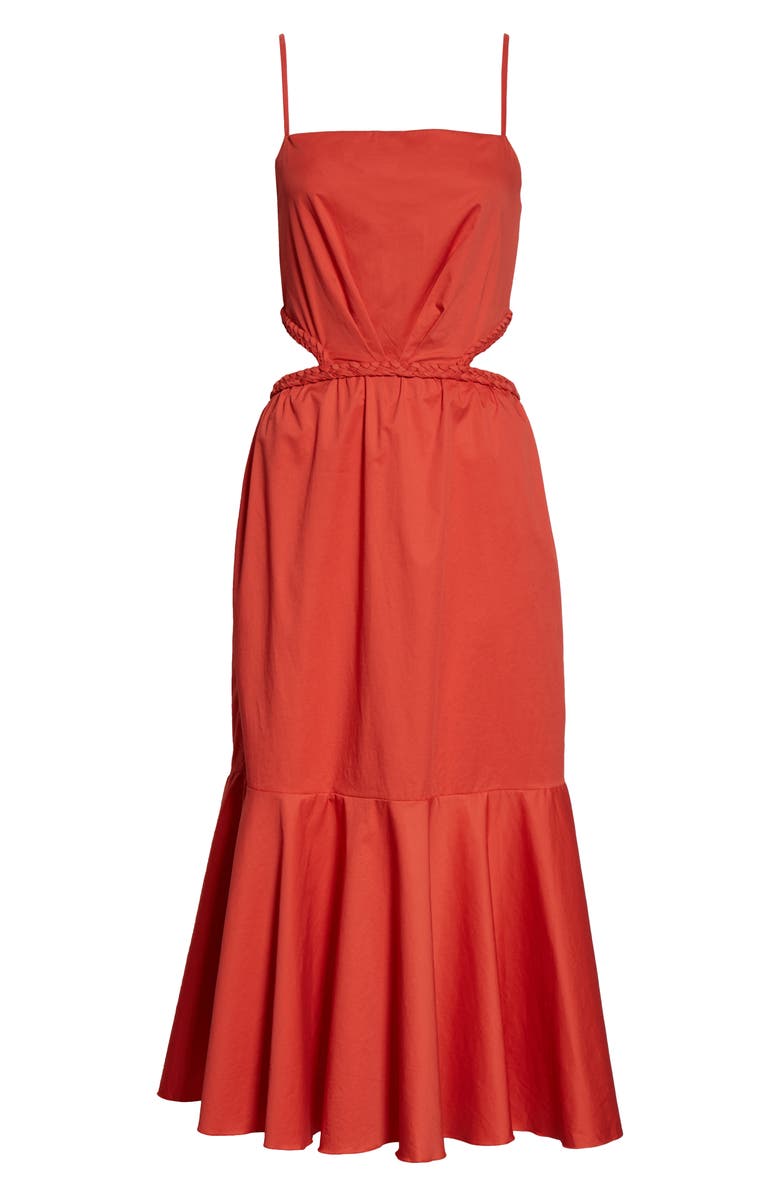 Johanna Ortiz Back Cutout Midi Dress, Alternate, color, 