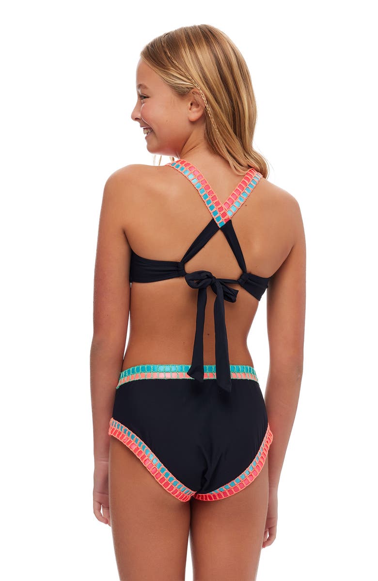 Beach Lingo Kids' Bold Moves Embroidered Two-Piece Swimsuit, Alternate, color, Black