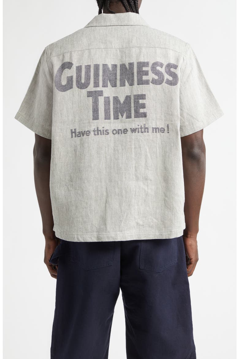 x Guinness Jacquard Linen & Cotton Camp Shirt, Alternate, color, CLAY