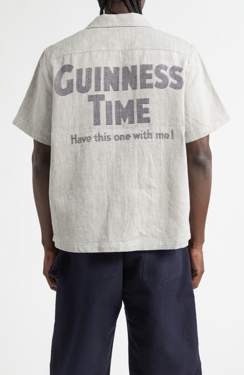 JW Anderson x Guinness Jacquard Linen & Cotton Camp Shirt, Alternate, color, Clay