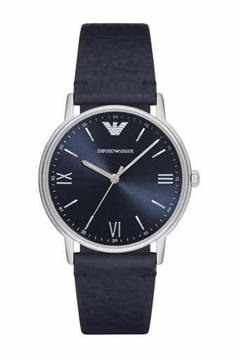 Emporio Armani Men's Kappa 3-Hand Quartz Leather Strap Watch, 41mm