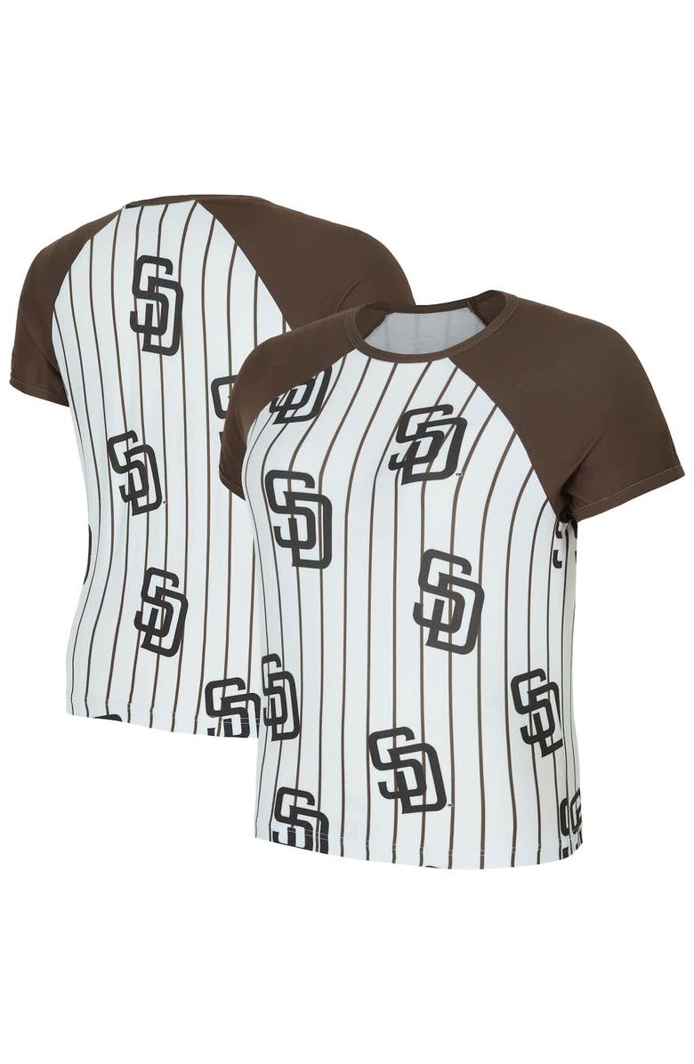 CONCEPTS SPORT Women's Concepts Sport  White San Diego Padres Outbound Pinstripe Raglan T-Shirt, Main, color, White