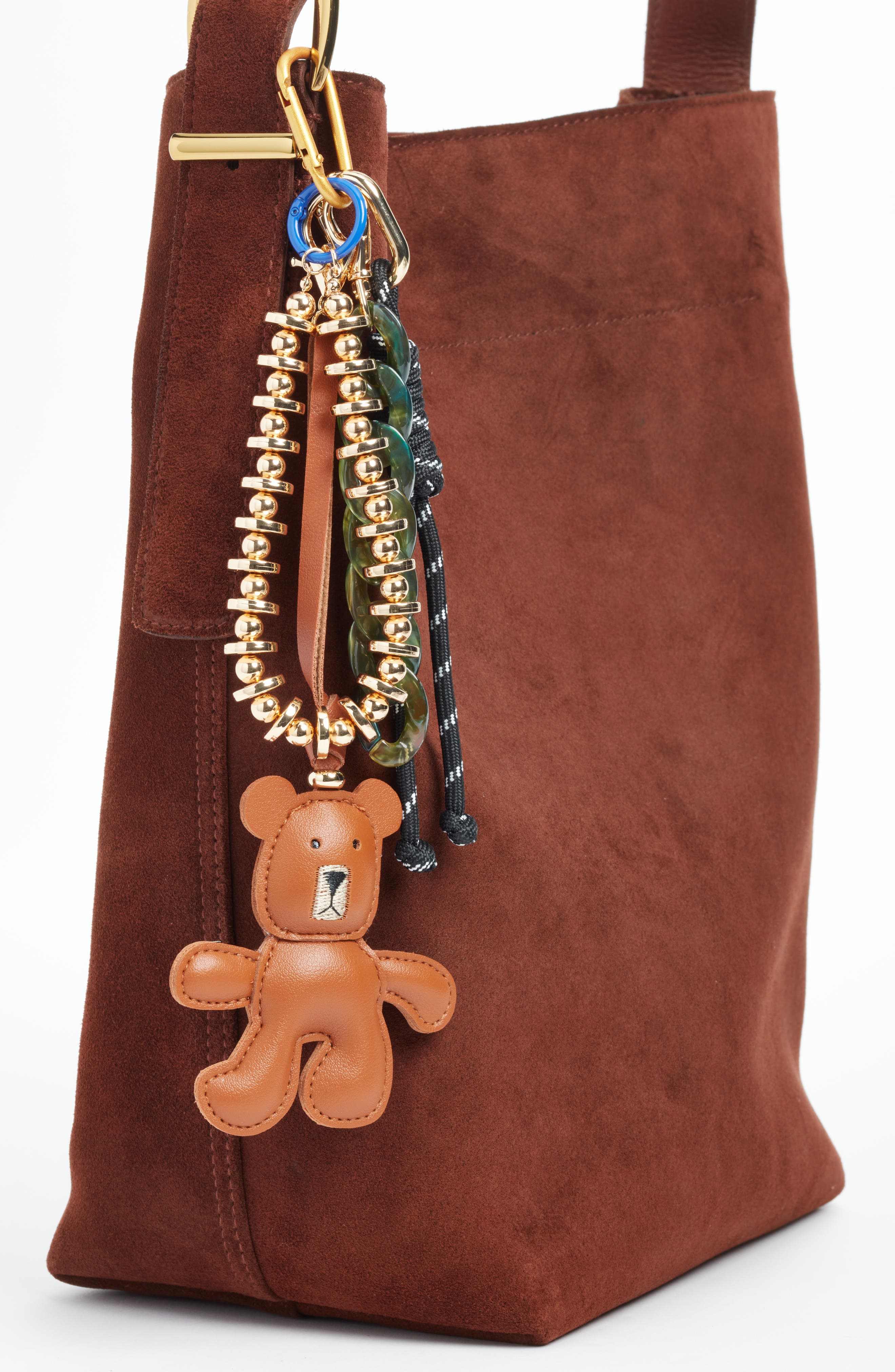 Chelsea28 Bear Beaded Faux Leather Bag Charm, Alternate, color, Green Multi- Gold