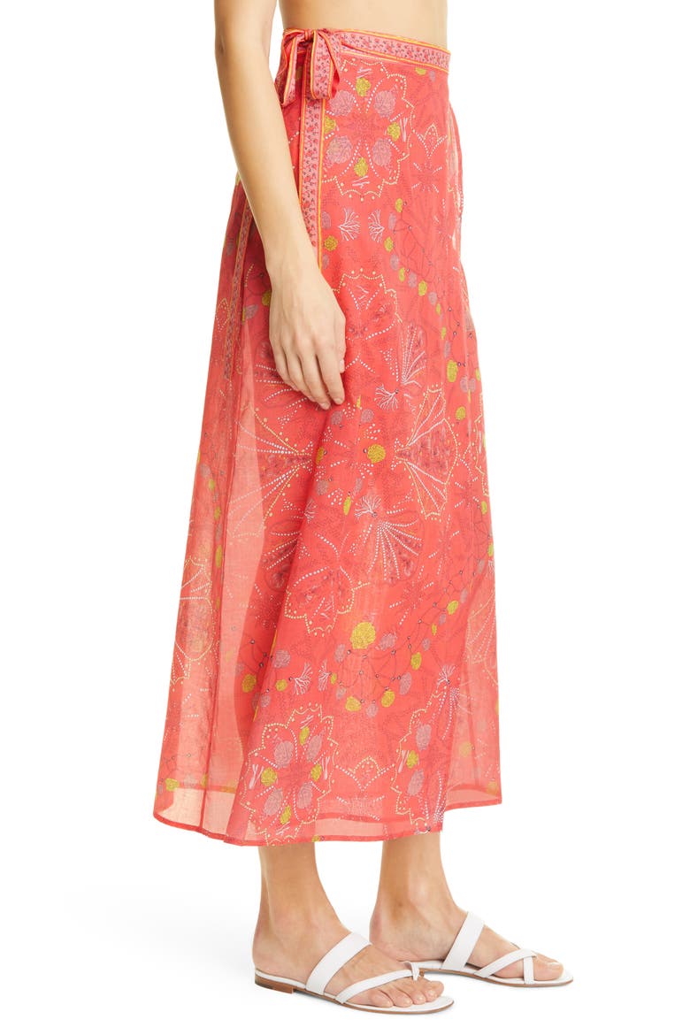 Conch Print Cotton Cover-Up Wrap Skirt, Alternate, color, 066 CORAL