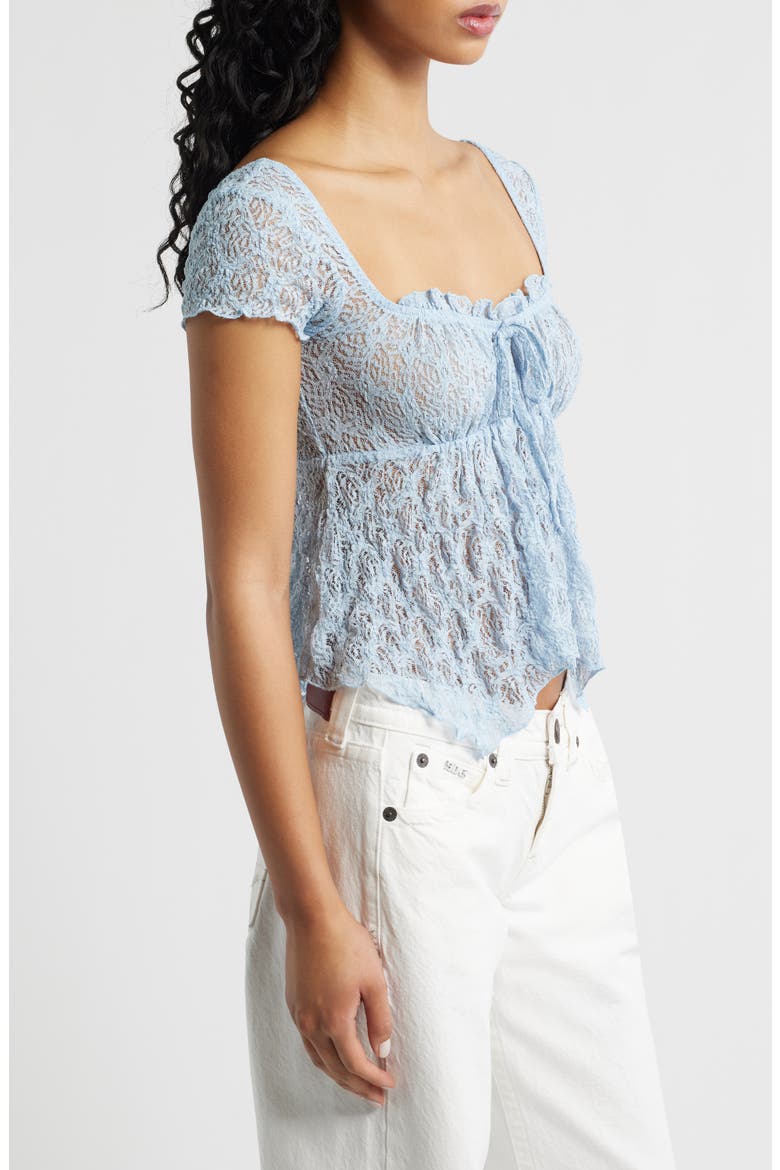 Piper Asymmetric Hem Stretch Lace Top, Alternate, color, LIGHT BLUE