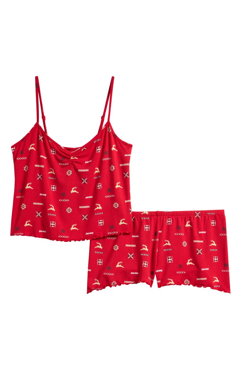 SKIMS Sleep Cami Pajamas, Alternate, color, Cranberry Vintage Deer Print