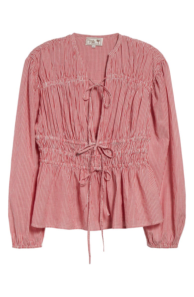 MILLE Ella Stripe Cotton Tie Front Popover Top, Alternate, color, Tango Stripe