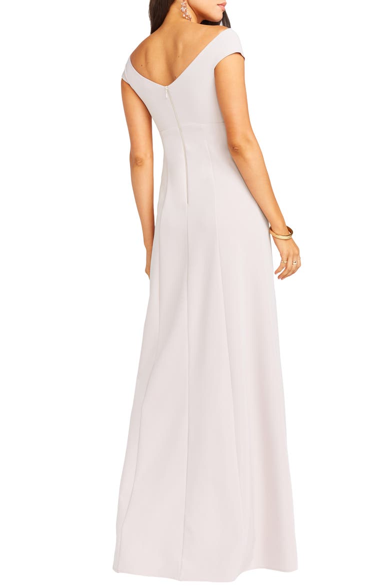 Zurich Front Knot Gown, Alternate, color, OYSTER CREPE STRETCH
