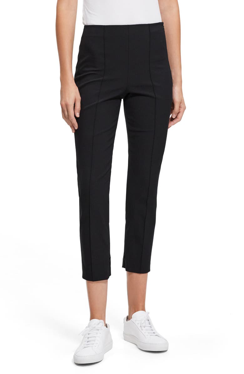 Theory Eco Pintuck Stretch Cotton Blend Crop Pants, Main, color,