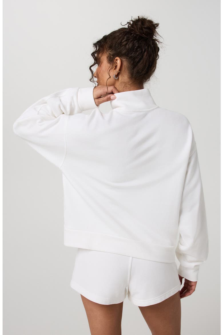 Piqué Half Zip Fleece Pullover, Alternate, color, WHITE