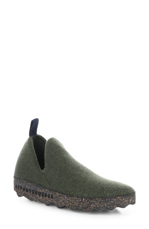 Asportuguesas by Fly London City Sneaker in 041 Military Green Tweed/Felt