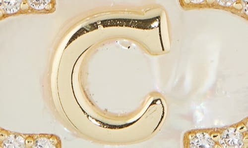 Argento Vivo Sterling Silver Clover Mother-of-pearl Initial Pendant Necklace In Gold