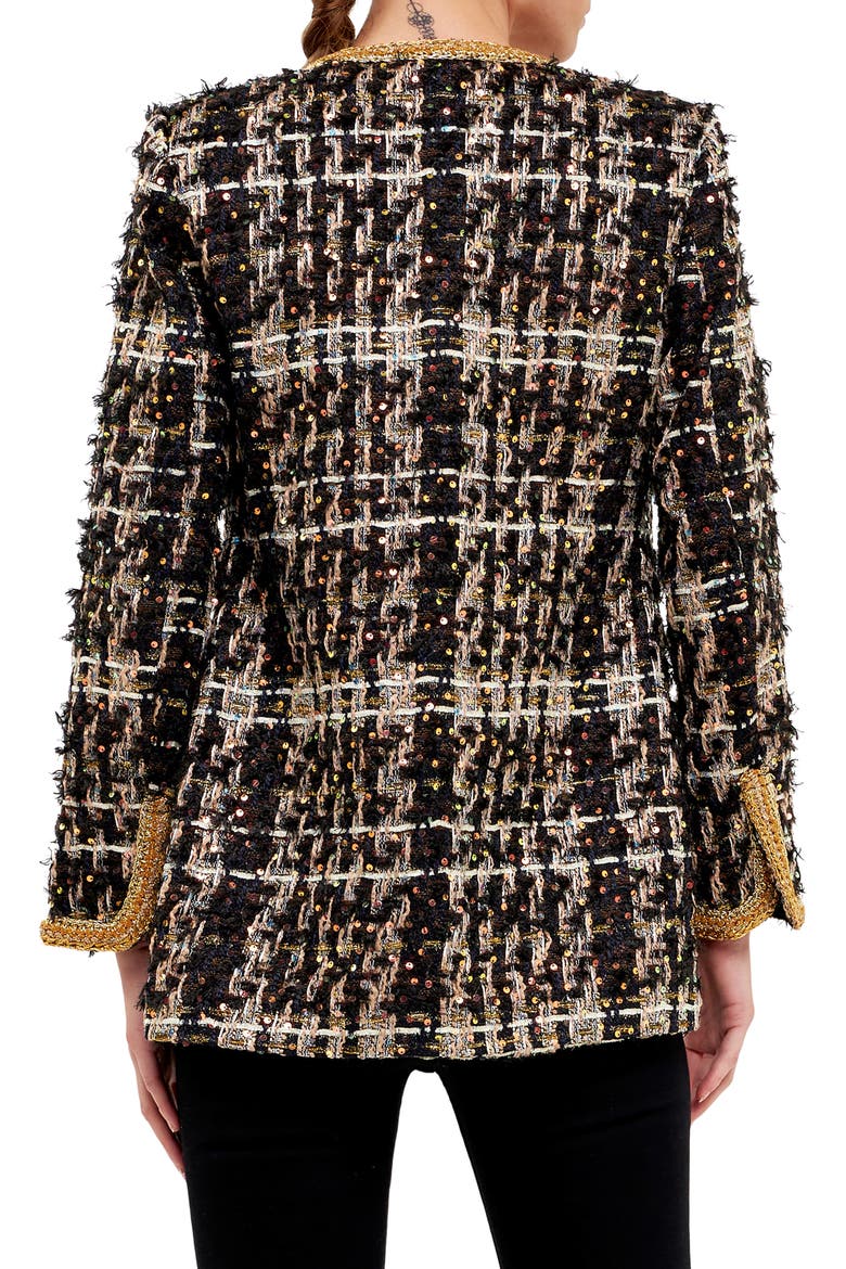 Premium Sequin Tweed Jacket, Alternate, color, BLACK MULTI