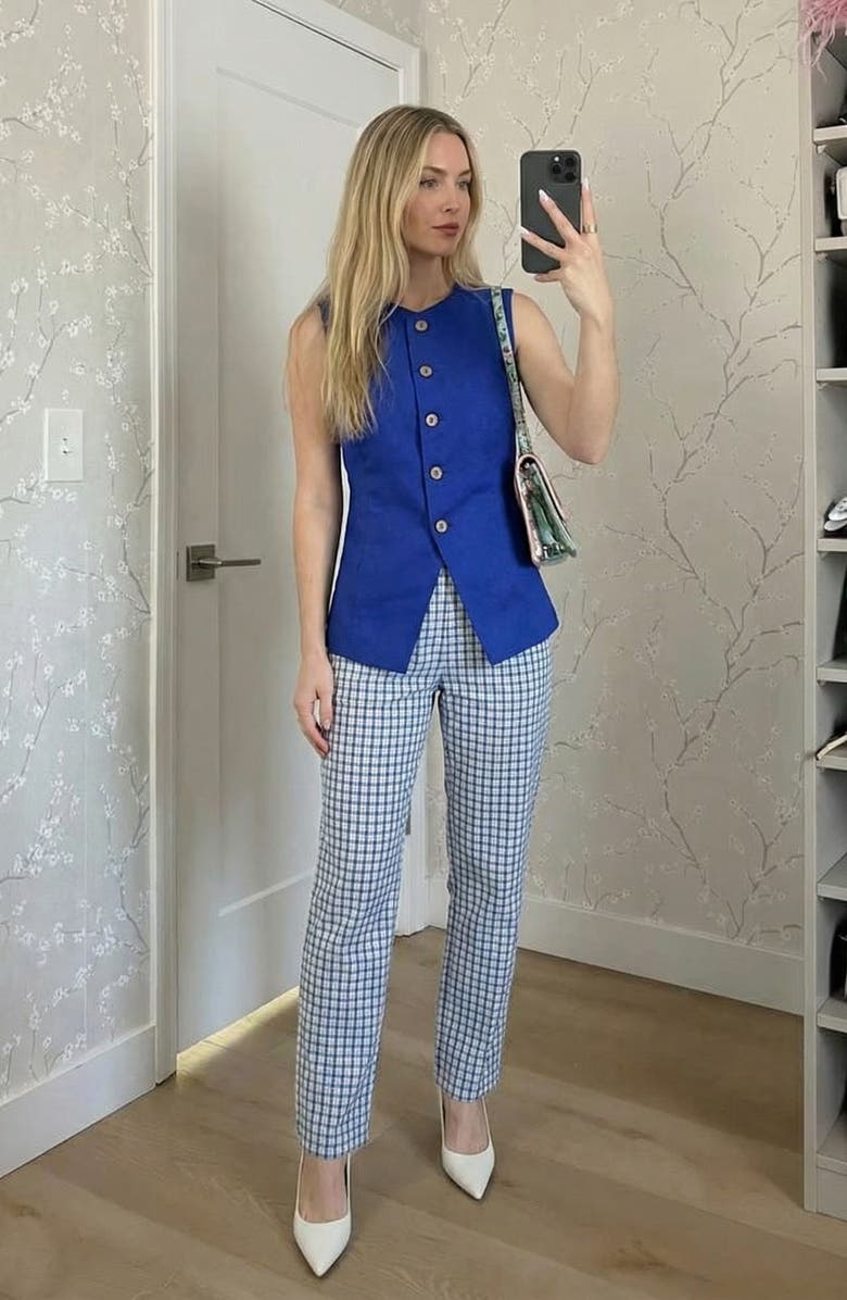 Modenaire Sleeveless Asymmetrical Tailored Vest, Alternate, color, Royal Blue