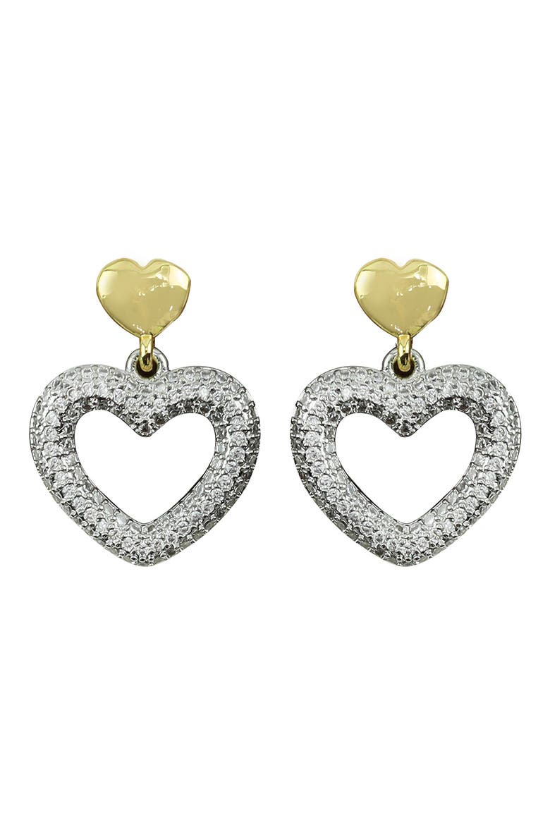 Two-Tone Crystal Heart Drop Earrings, Main, color, TWO TONE