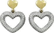 Panacea Two-Tone Crystal Heart Drop Earrings