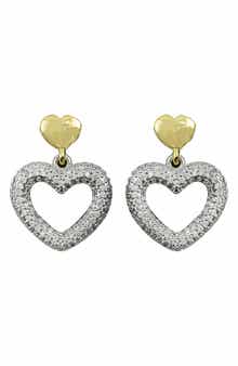 Panacea Two-Tone Crystal Heart Drop Earrings