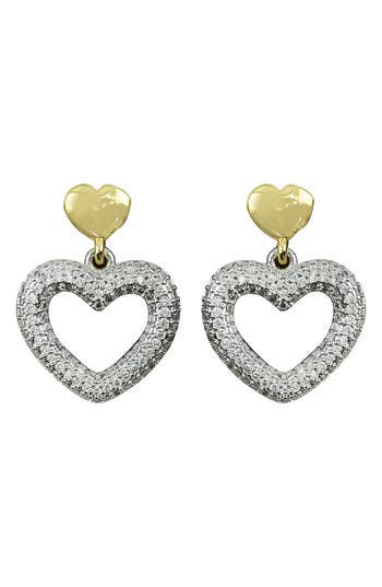 Panacea Two-tone Crystal Heart Drop Earrings