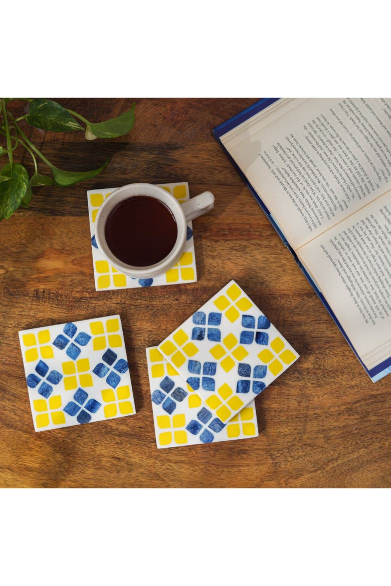 Marigold Mosaic Inlay Coasters, Alternate, color, Marigold