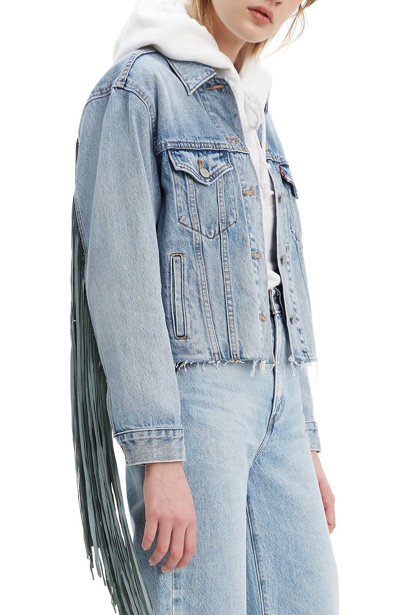 Levi's<sup>®</sup> Ex-Boyfriend Fringe Trucker Jacket, Main, color,