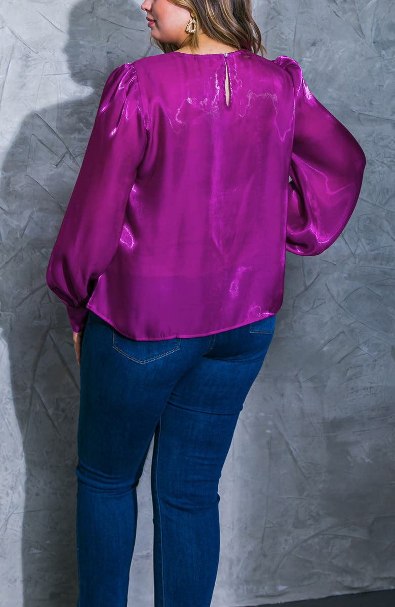 FLYING TOMATO Solid Long Sleeve Organza Top, Alternate, color, Orchid
