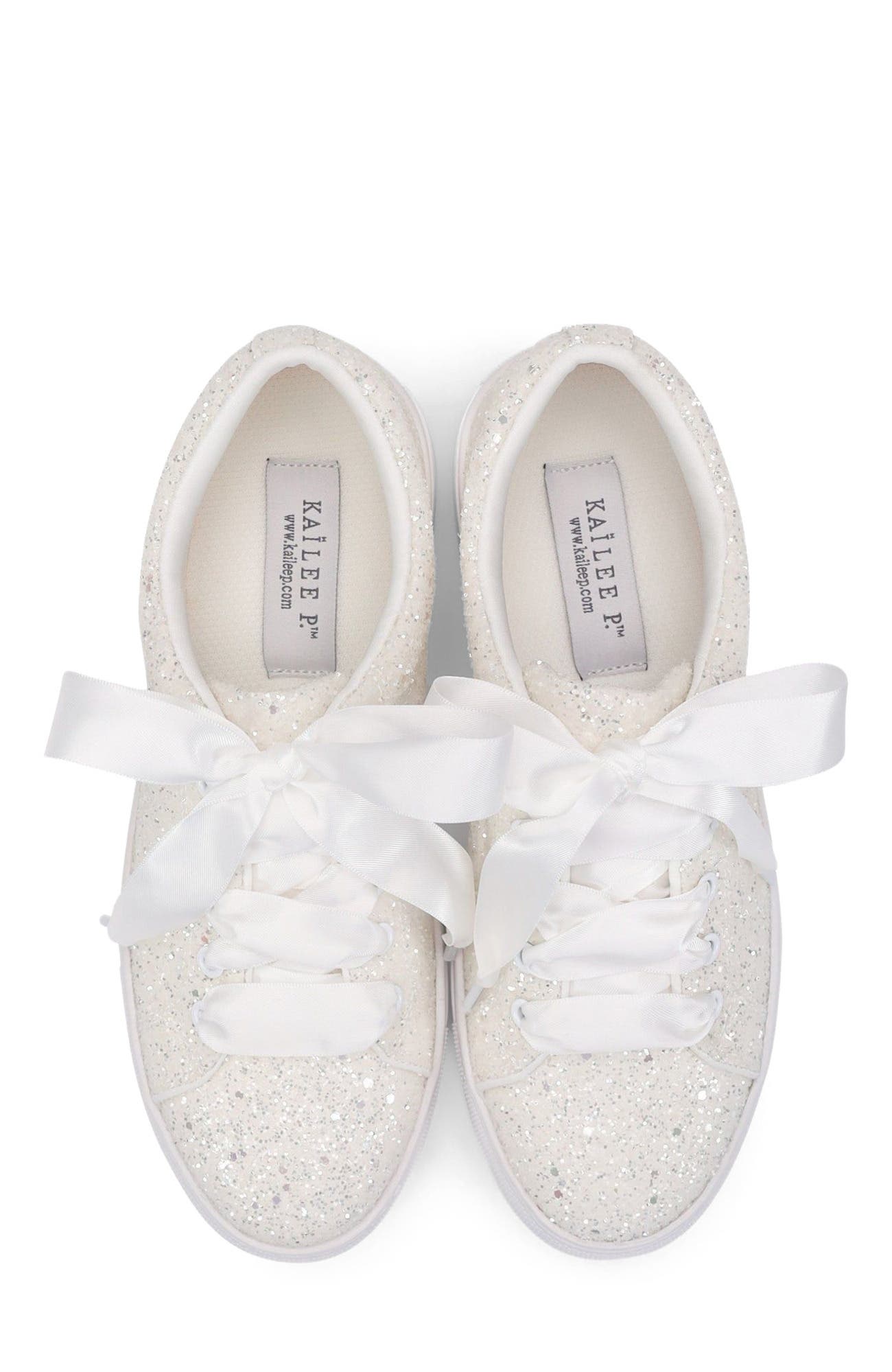 Lucy Rock Glitter Wedding Platform Sneakers, Alternate, color, White