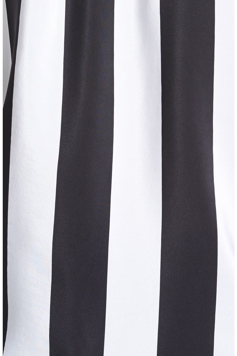 Wide Stripe Tie Neck Silk Blouse, Alternate, color, BLACK/ WHITE