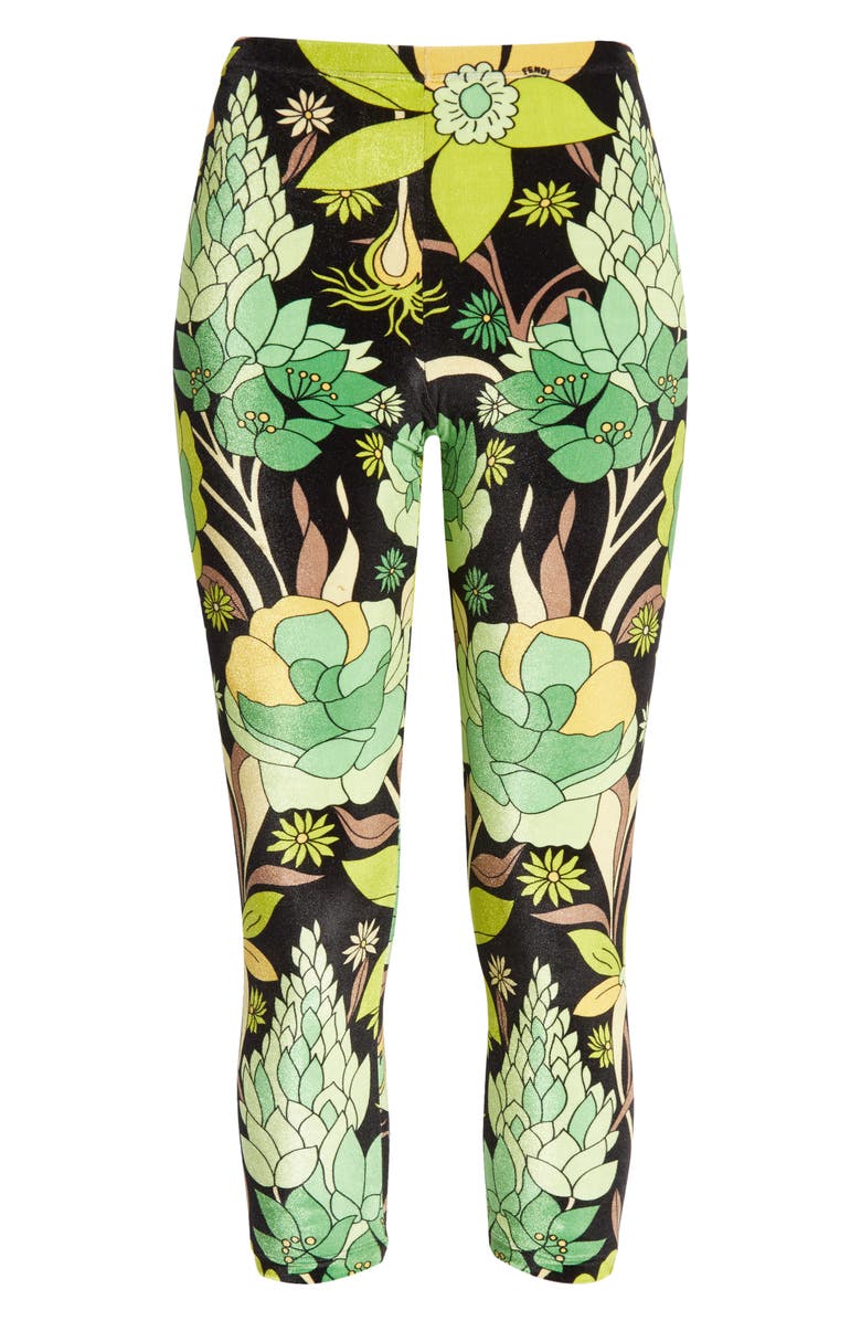 Fendi Dream Garden Chenille Crop Leggings, Alternate, color, 
